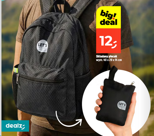 Składany plecak LETS TRAVEL, 15 L + futerał