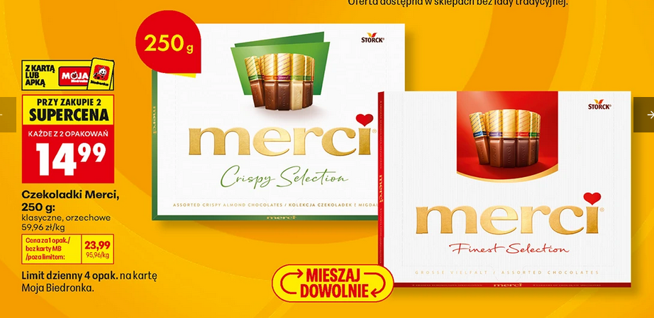 Czekoladki Merci, 250g (przy zakupie 2 op.)