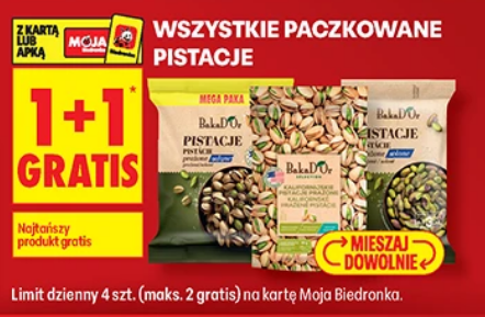 Wszystkie paczkowane pistacje (w tym te po 1 KG) 1+1 GRATiS