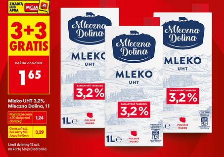 Mleko UHT 3.2% Mleczna Dolina, 1 L (3+3 GRATiS)