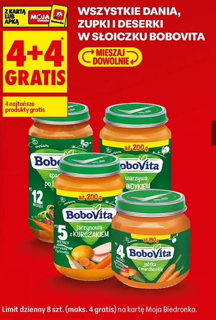 Wszystkie dania, zupki i desery w słoiczku BoboVita (4+4 GRATiS)