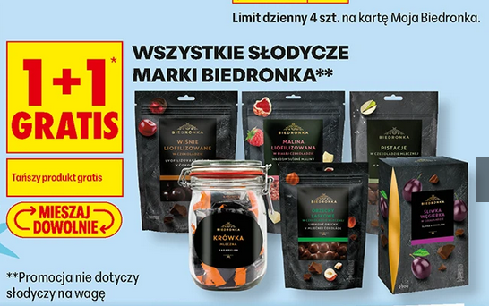 Wszystkie paczkowane słodycze marki BiEDRONKA (1+1 GRATiS)