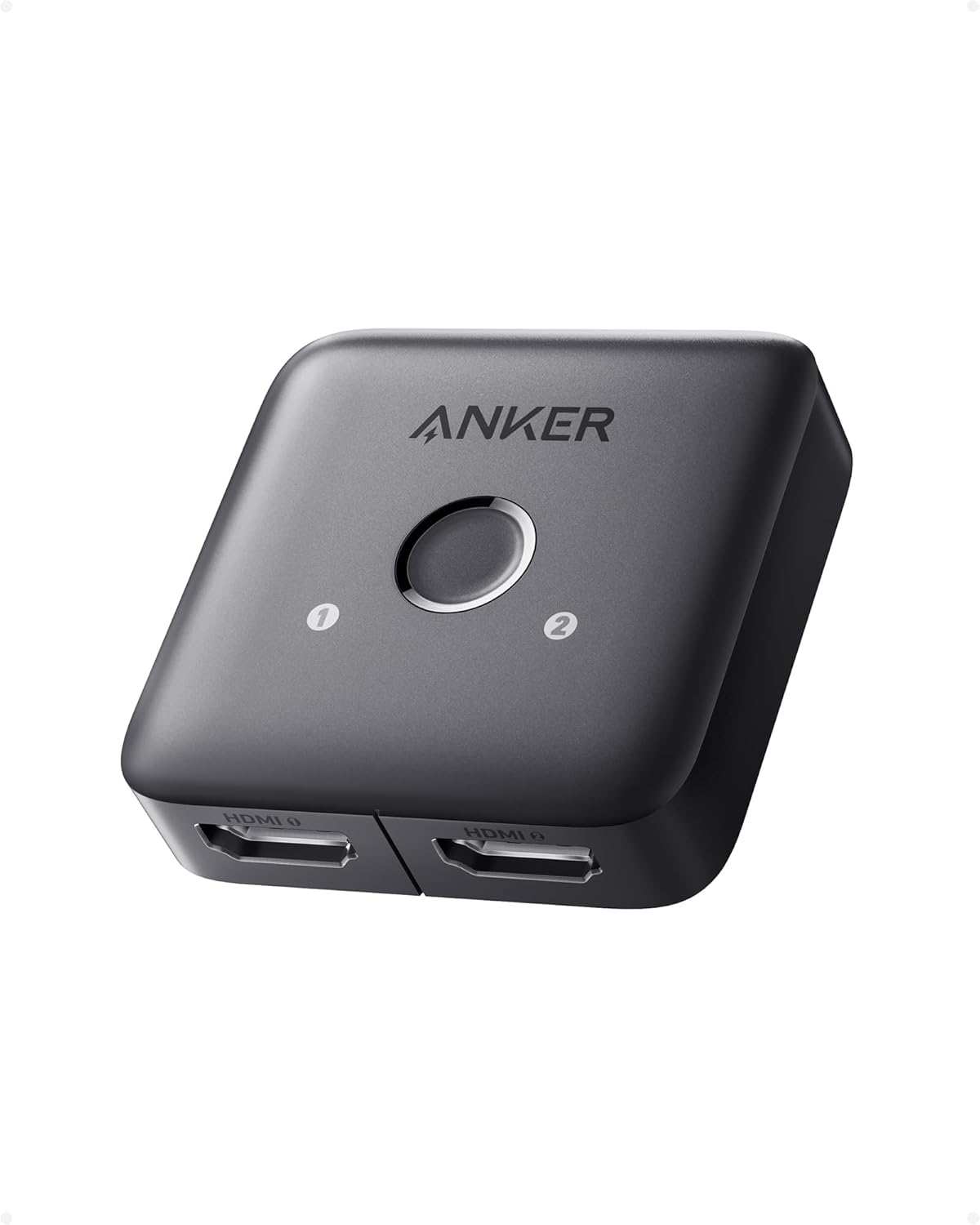 Przełącznik HDMI Anker, HDMI 4K@60Hz, 2 wejścia i 1 wyjście, zgodność z HDR, 3D, Dolby