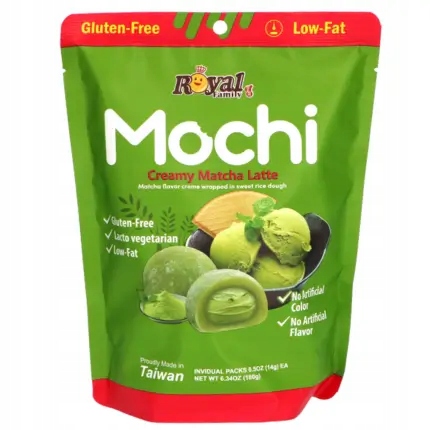 ROYAL FAMILY MOCHI CREAMY MATCHA LATTE 120G. Ciastka ryżowe 25.06.2026