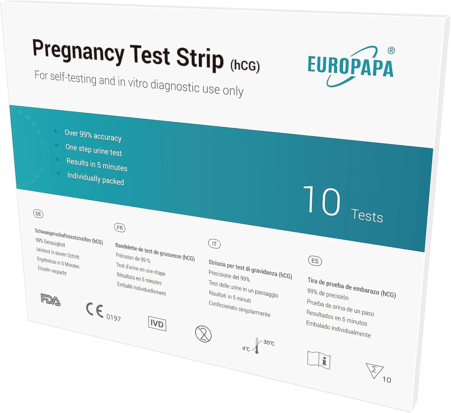 EUROPAPA® Healthcare - wczesny test ciążowy (10 szt.)