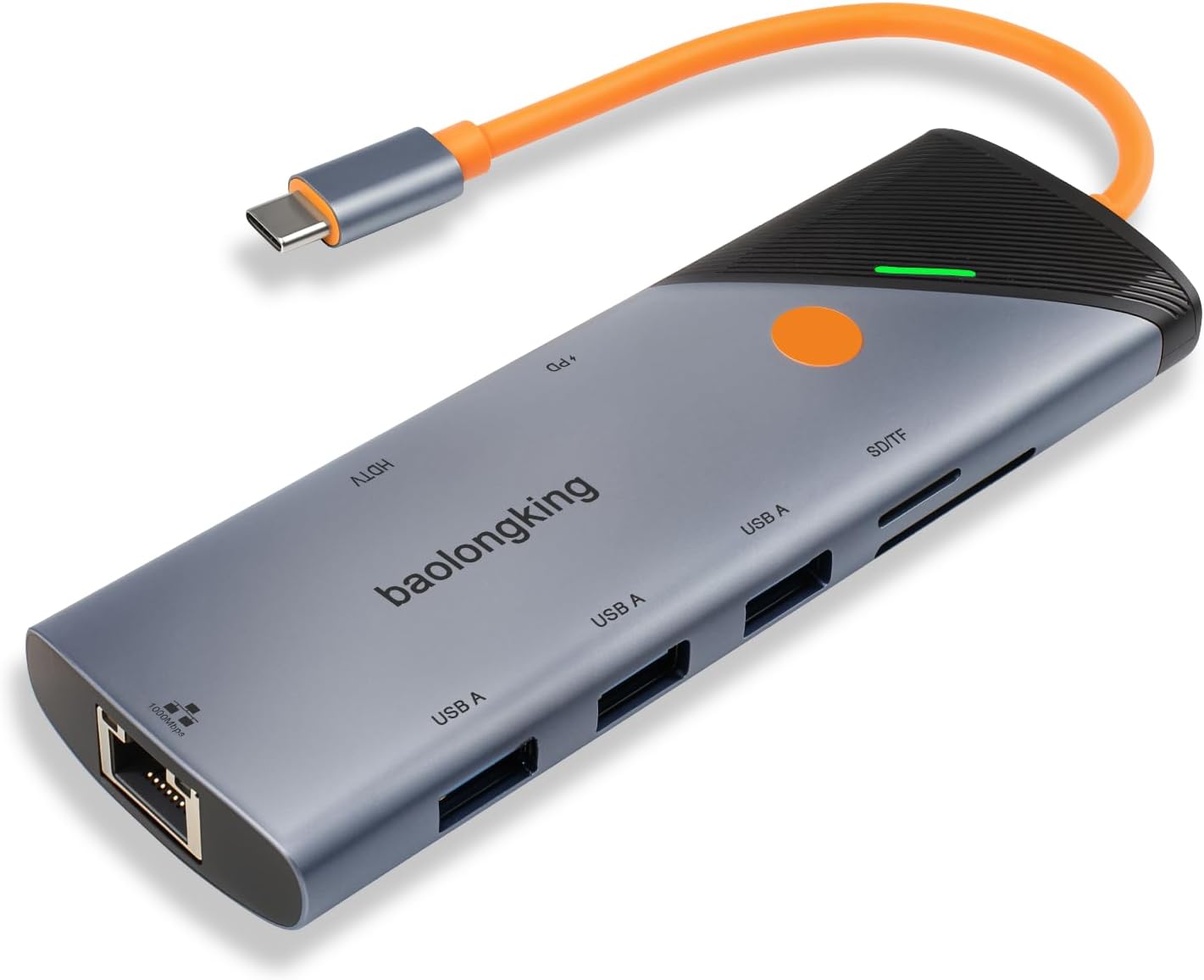 Hub Baolongking USB-C 8 w 1 z 4K HDMI, Gigabit Ethernet i TRZEMA portami USB-A