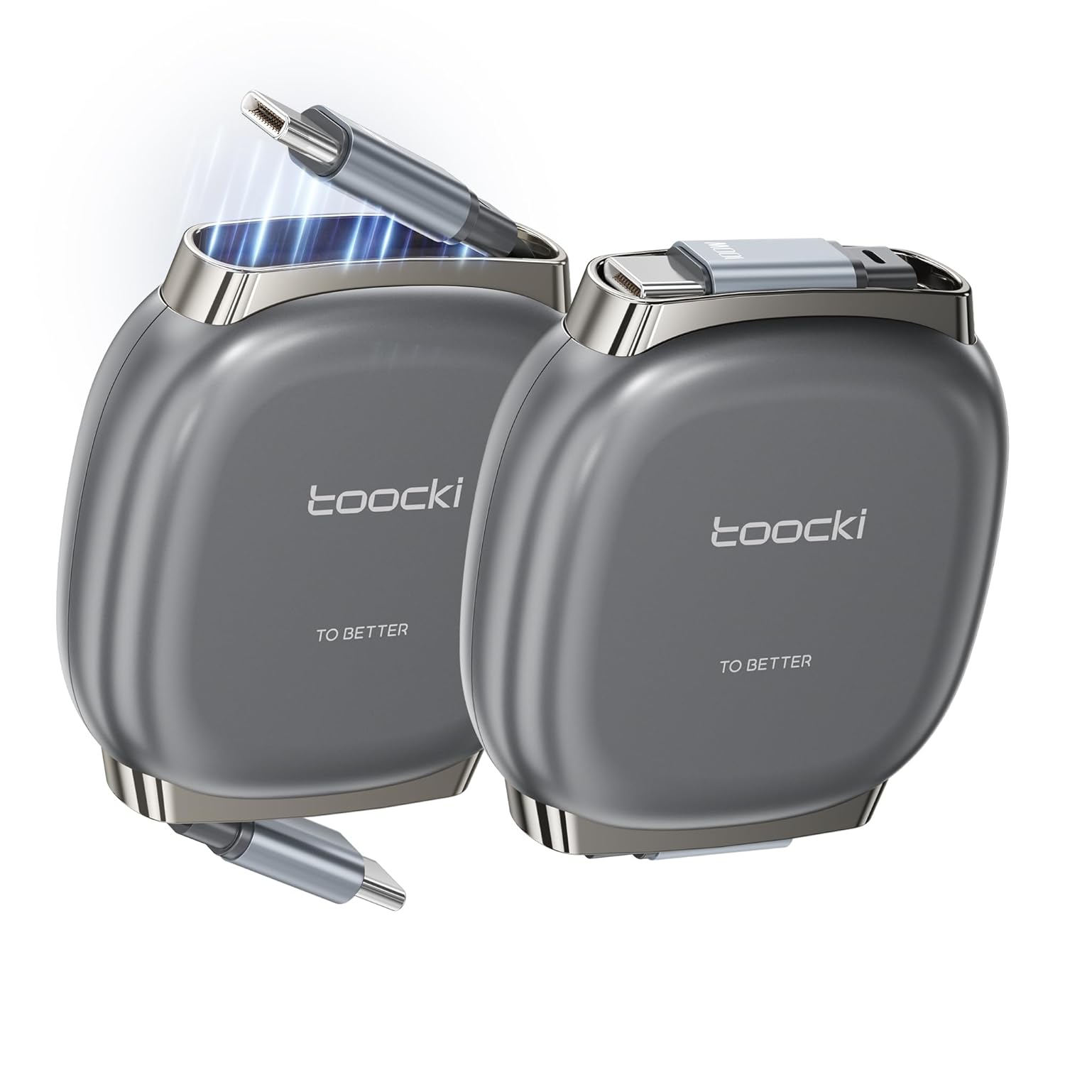 2x Toocki, wysuwany/zwijany kabel USB C (1 m), 100W