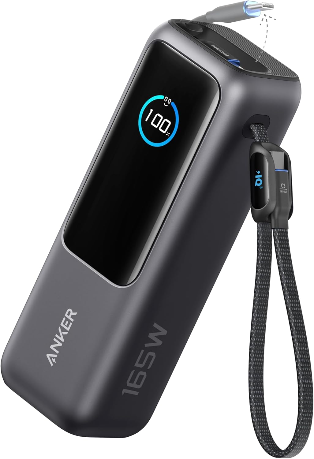 Anker Zolo Power Bank (25K, 165W, Wbudowany USB-C i Chowany Kabel)