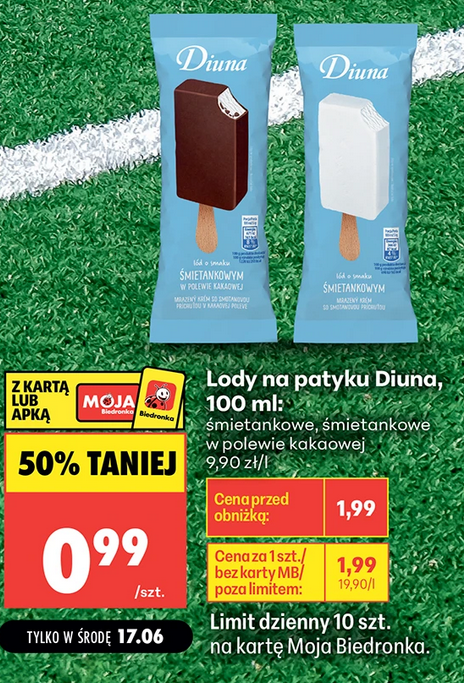 Lody na patyku DIUNA, 100 ML (2 rodzaje)