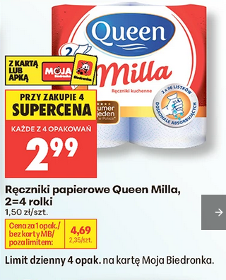 Ręczniki piperowe Queen Milla, 2=4 rolki (przy zakupie 4 op.)