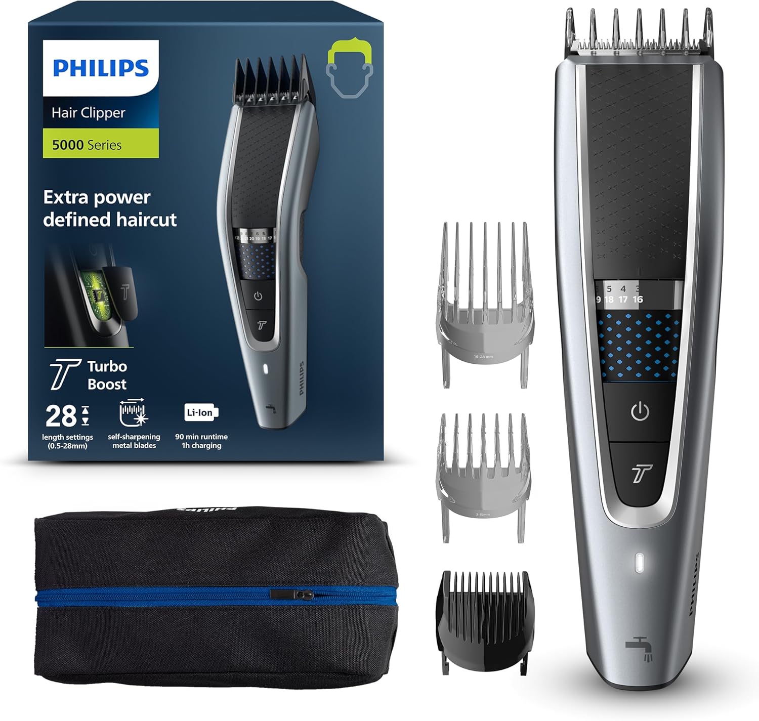 Philips maszynka strzyżenia do włosów S5000 z technologią Trim-n-Flow-Pro, 90 minut pracy