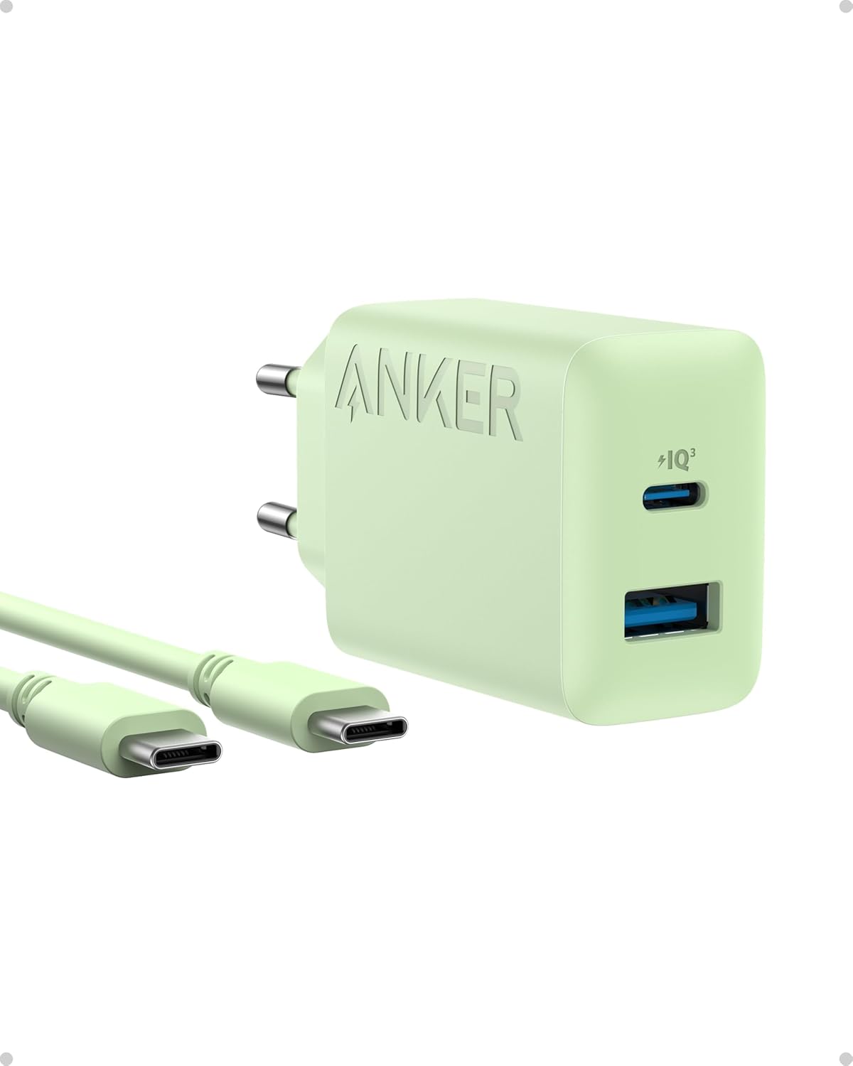 Anker Ładowarka USB-C, 20W (zielona lub fioletowa) + kabel USB-C 150 cm