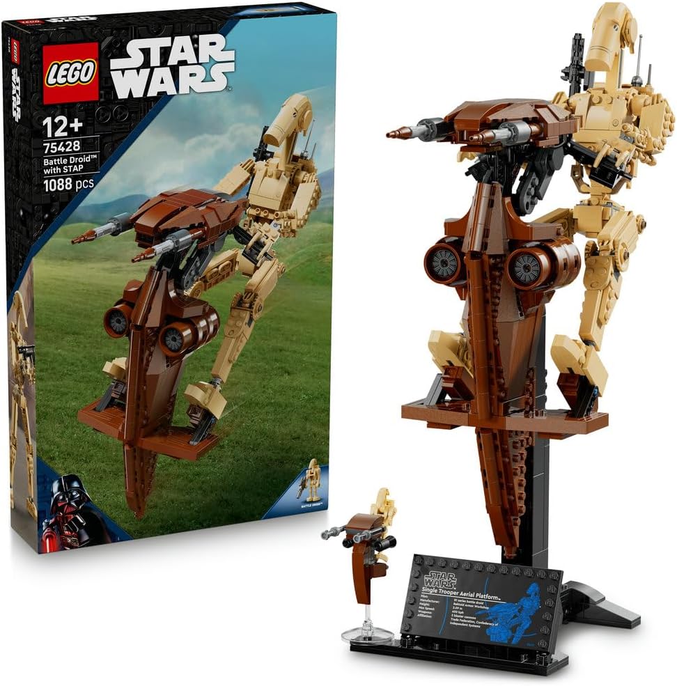Klocki LEGO Star Wars: Mroczne widmo Droid bojowy z platformą STAP, 75428