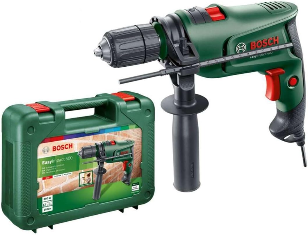 Bosch Easyimpact 600 Wiertarka Udarowa, Zielony/Czarny, 600W + walizka