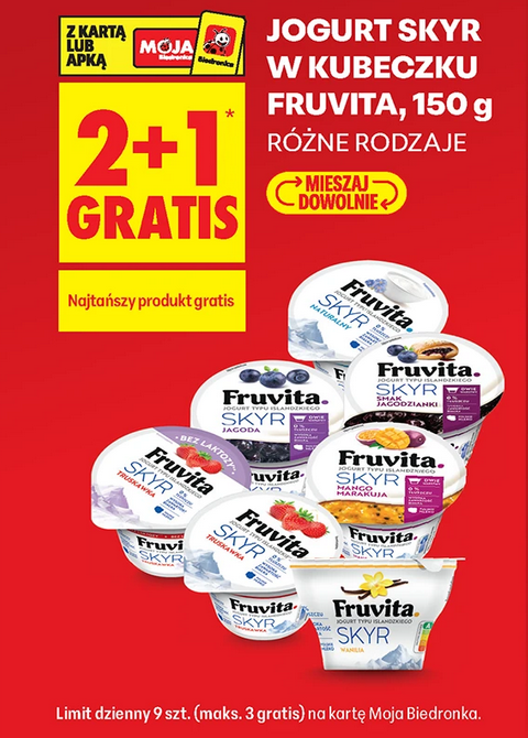Jogurt Skyr w kubeczku FRUVITA (2+1 GRATiS)