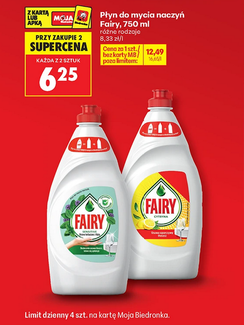 Płyn do mycia naczyń FAIRY, różne rodzaje, 750 ML (przy zakupie 2 op.)