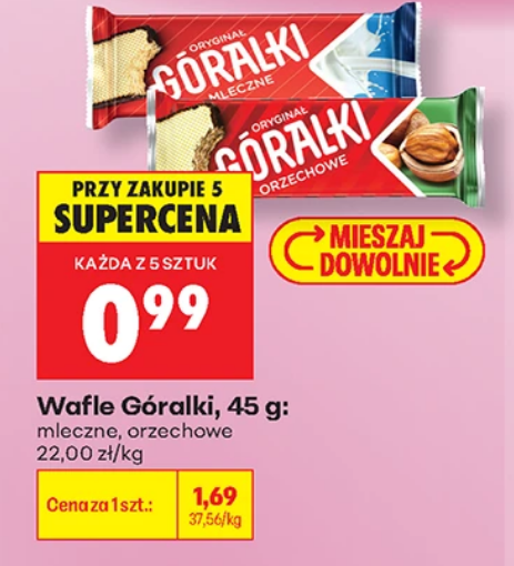 Wafle Góralki, rózne rodzaje, 45g (przy zakupie 5 szt.)