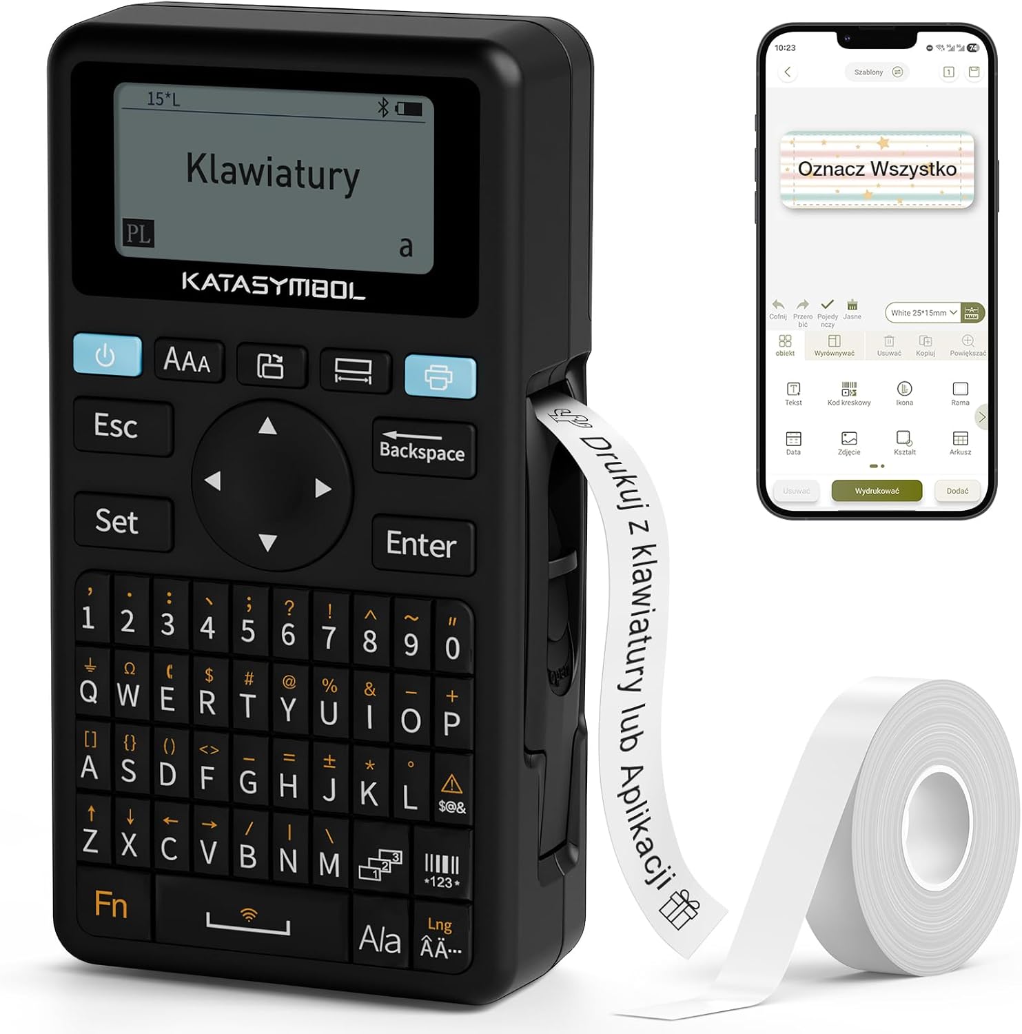 SUPVAN E11 Drukarka Etykiet Bluetooth, Przenośna, Akumulatorowa
