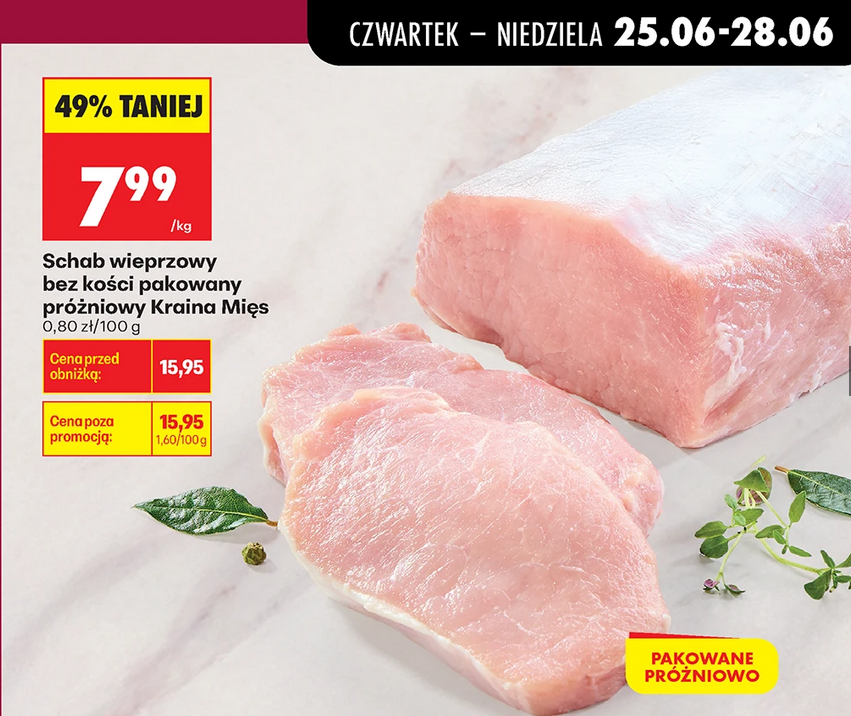 Schab wieprzowy B/K pakowany próżniowo KRAiNA MiĘS, 1kg