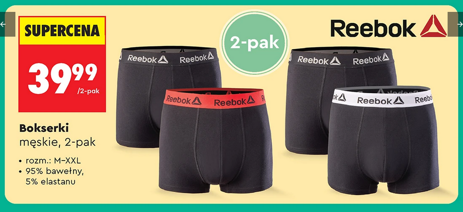 2 PACK - Bokserki REEBOK, różne rodzaje, rozm. M-XXL