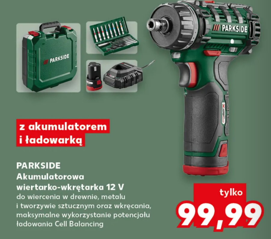 PARKSIDE Akumulatorowa wiertarko-wkrętarka 12V ( aku + ładowarka + box)