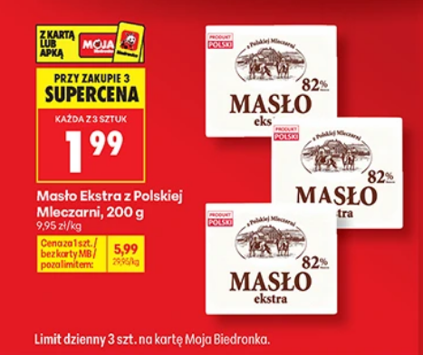 Masło Ekstra z Polskiej Mleczarni, 200g (przy zakupie 3 op.)