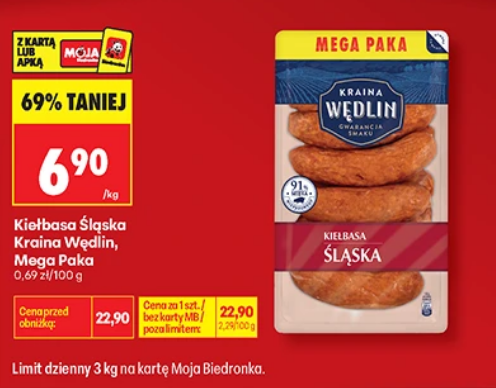 Kiełbasa Śląska Kraina Wędlin MEGA PAKA, 1kg