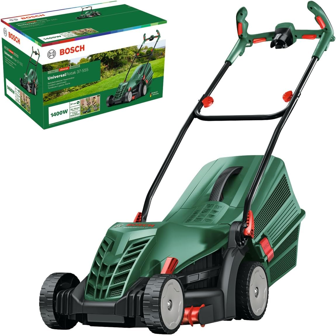 Bosch Kosiarka UniversalRotak 37-555 (silnik 1400W, szerokość cięcia: 37 cm, 40 litrów, uchwyty Ergoflex)