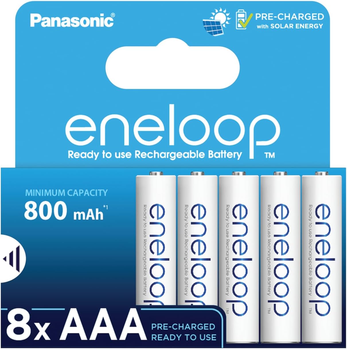 Panasonic eneloop | Ready-to-Use Ni-MH akumulatory, AAA/Micro, 8 sztuk, 800 mAh, 2100 cykli ładowania