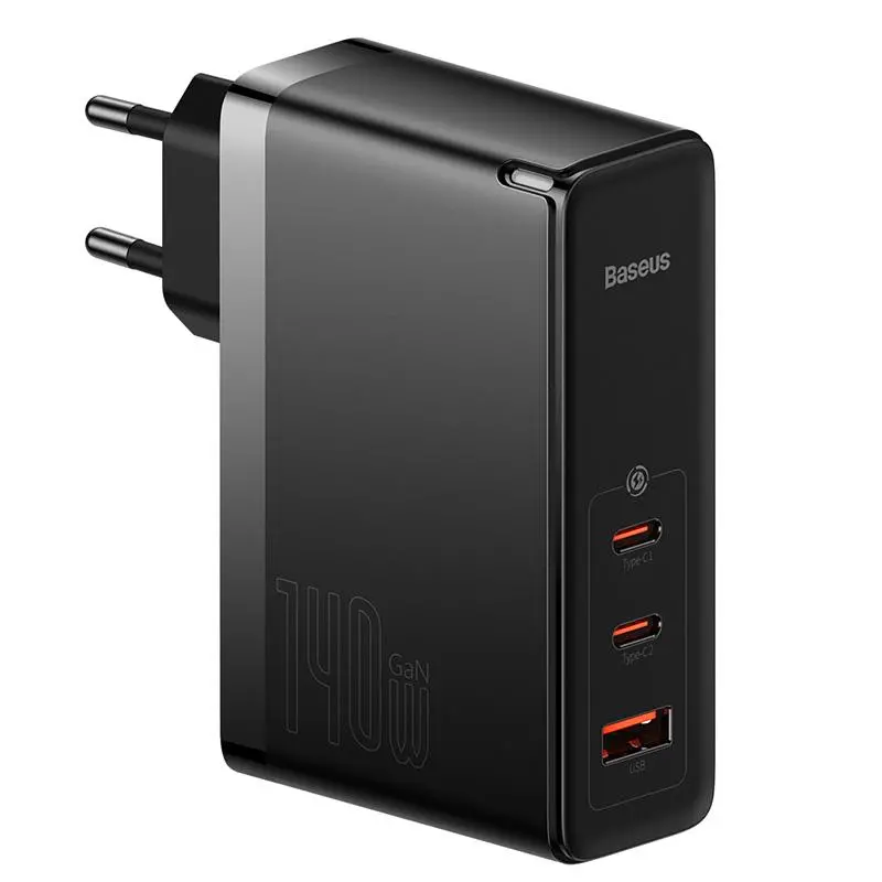 Ładowarka sieciowa Baseus GaN5 Pro 2xUSB-C + kabel USB 140W, Czarny