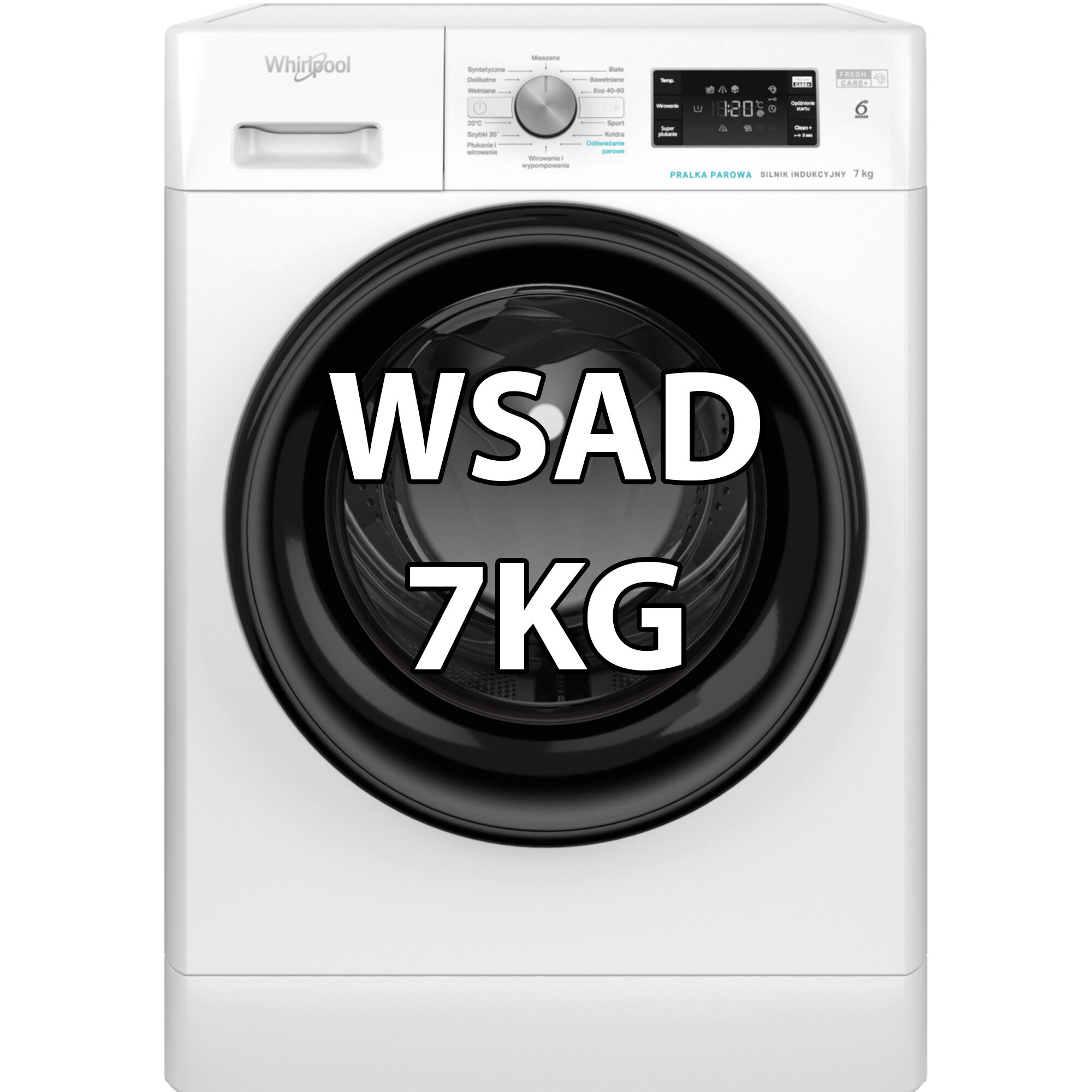 Pralka WHIRLPOOL FFB7038BVPL 7kg 1000obr FreshCare+ Para 6. Zmysł Inverter