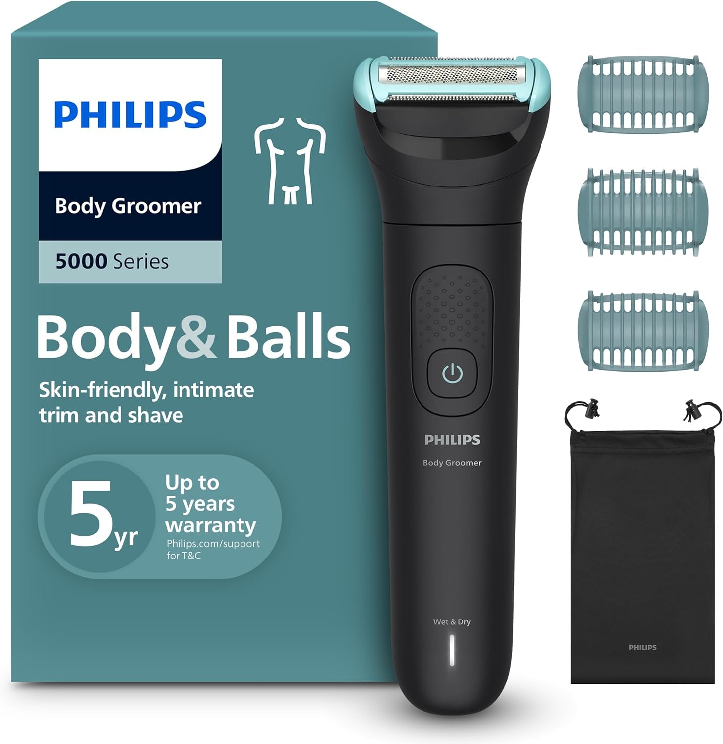 Philips Body Groomer Seria 5000 – trymer do ciała dla mężczyzn Triple Protect,