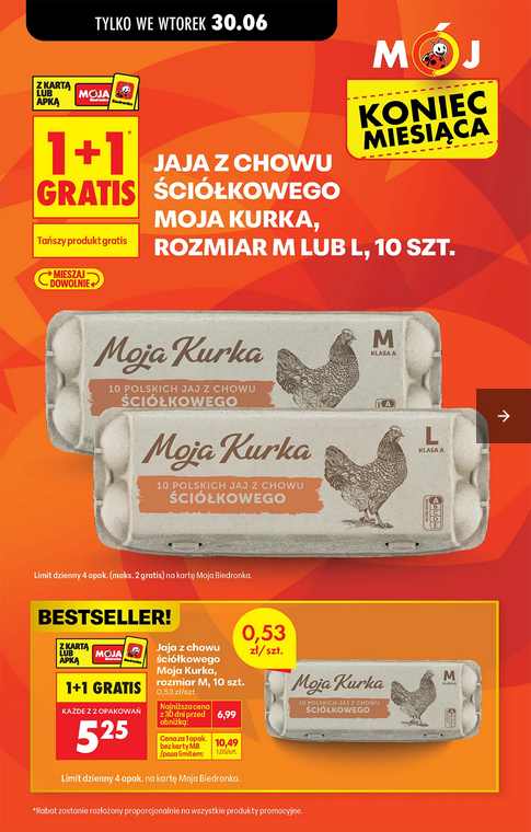 Jaja z chowu ściólkowego Moja Kurka, rozm. M lub L, 10 szt. (1+1 GRATIS)