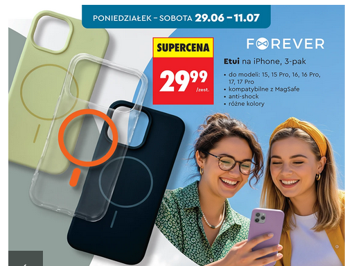 3 SZTUKI - etui FOREVER do iPhona, różne kolory, Anti-Shock