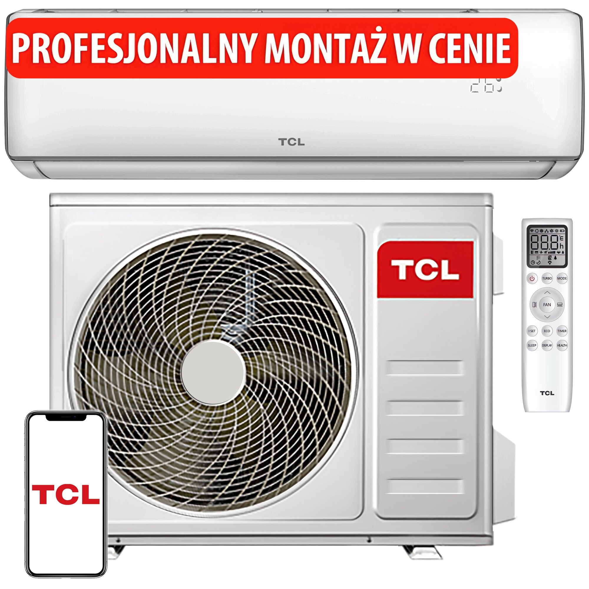 ZESTAW Klimatyzator Split, Pompa ciepła powietrze - powietrze TCL Elite TAC-12CHSD XA71I z usługą montażu + Telewizor LIN 32D1700 32" LED za 1 PLN