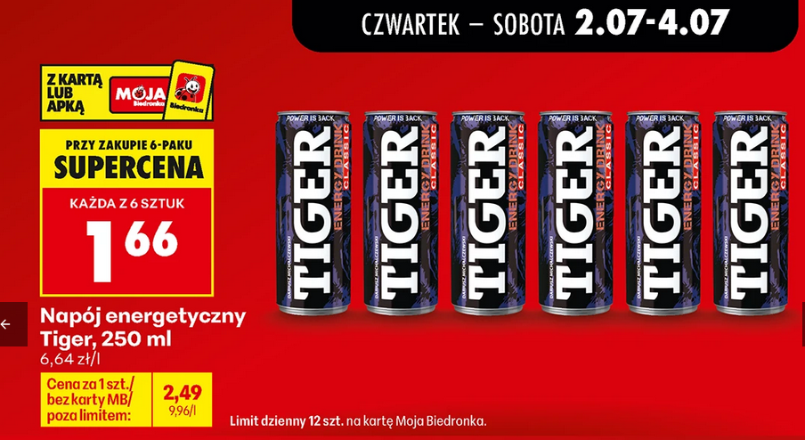 Napój energetyczny TIGER, 250ML (przy zakupie 6-paku)