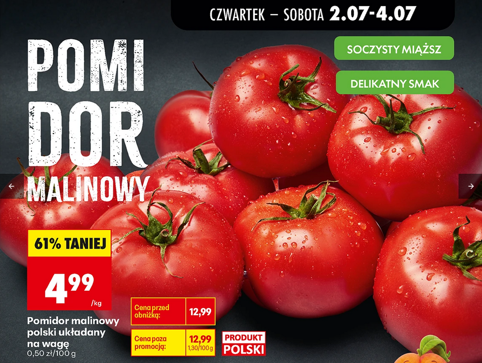 Pomidor malinowy polski, układany, 1 KG