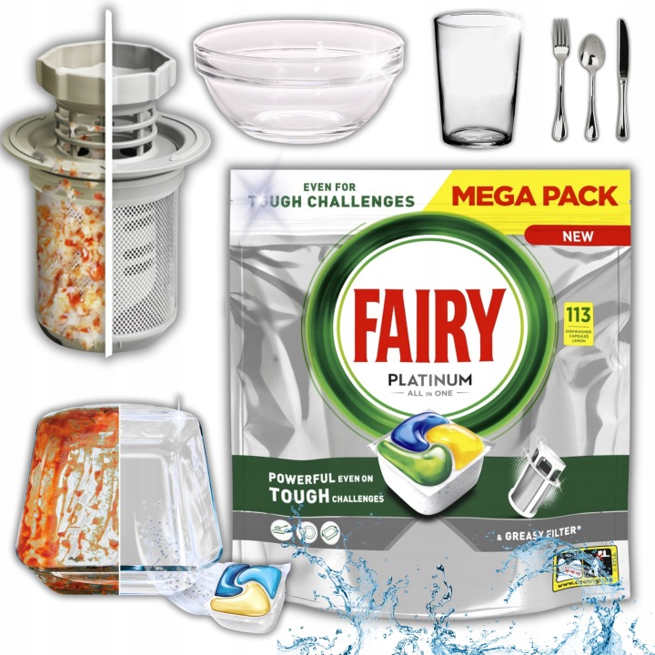 Kapsułki do zmywarki Fairy Platinum All In One cytrynowe 113 szt. (0.62 grosze/sztuka) - od chemixshop
