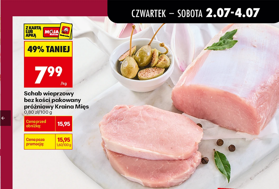 Schab wieprzowy B/K pakowany próżniowo Kraina Mięs, 1 KG