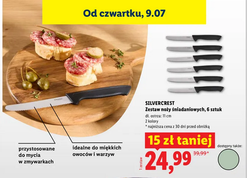 SILVERCREST, zestaw noży śniadaniowych, 6 sztuk (pikutek) - 2 kolory