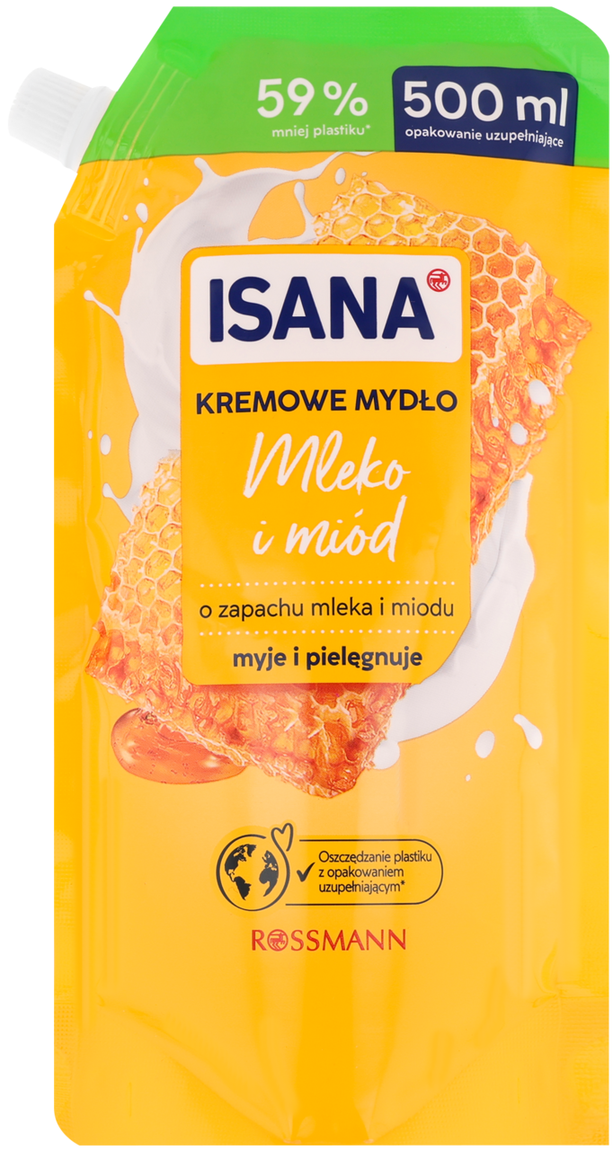 Isana Mydło w płynie, kremowe, Mleko i Miód, zapas 500 ml