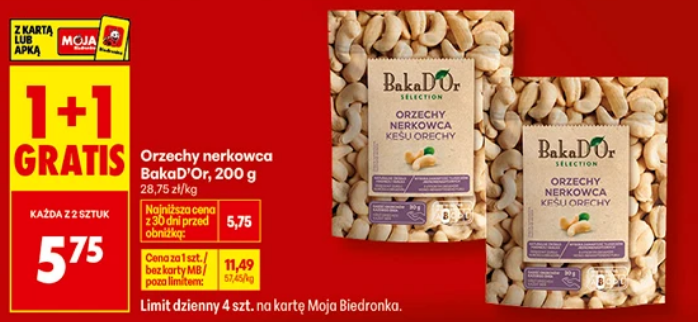 Orzechy nerkowca BakaD'Or, 200g (1+1 GRATIS)