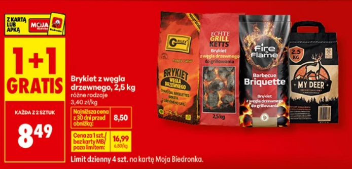 Brykiet węgla drzewnego, 2.5 KG, różne rodzaje (1+1 GRATIS)