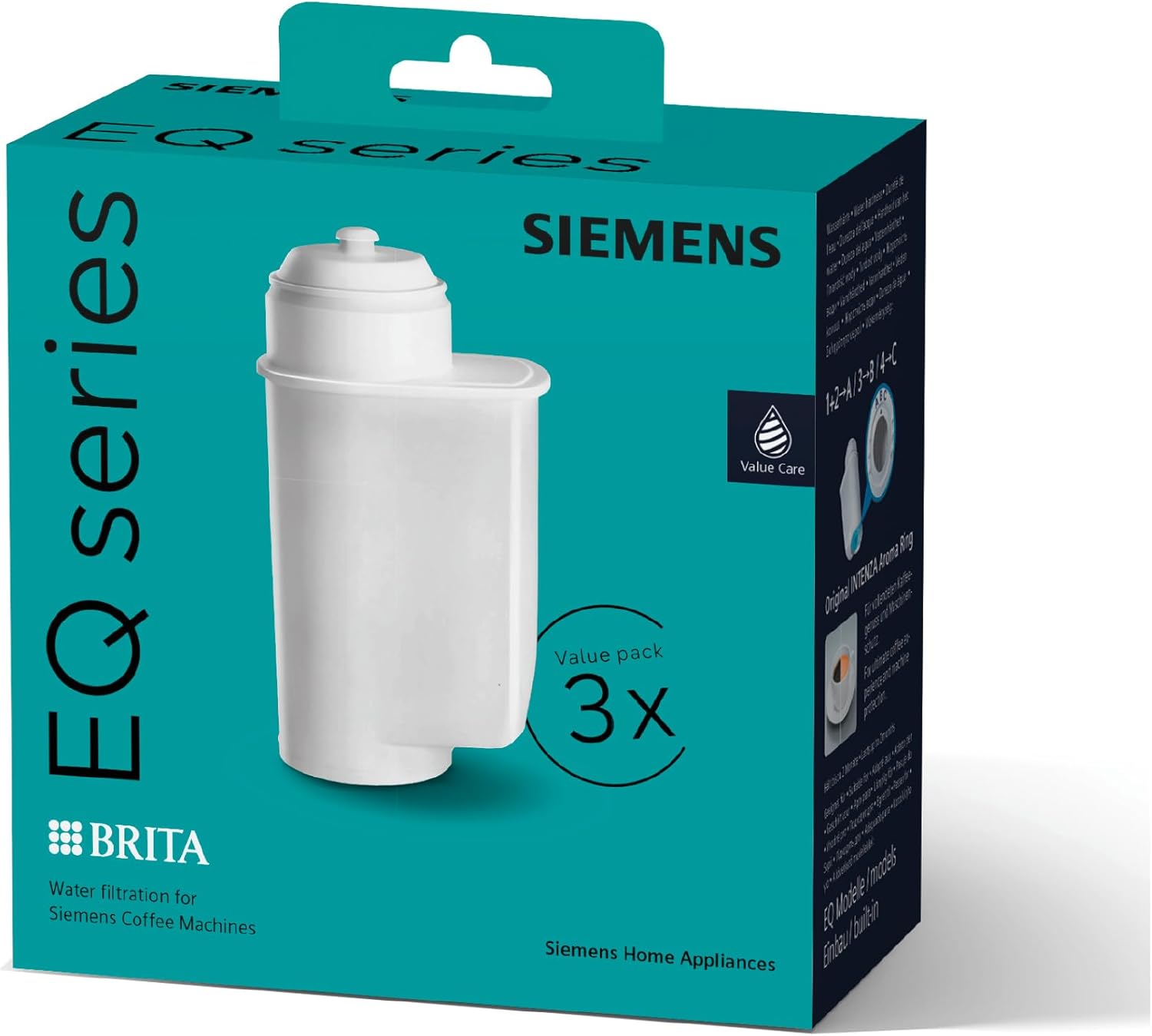 Siemens Brita Intenza Filtry do Wody TZ70033A, Biały, 3 sztuki