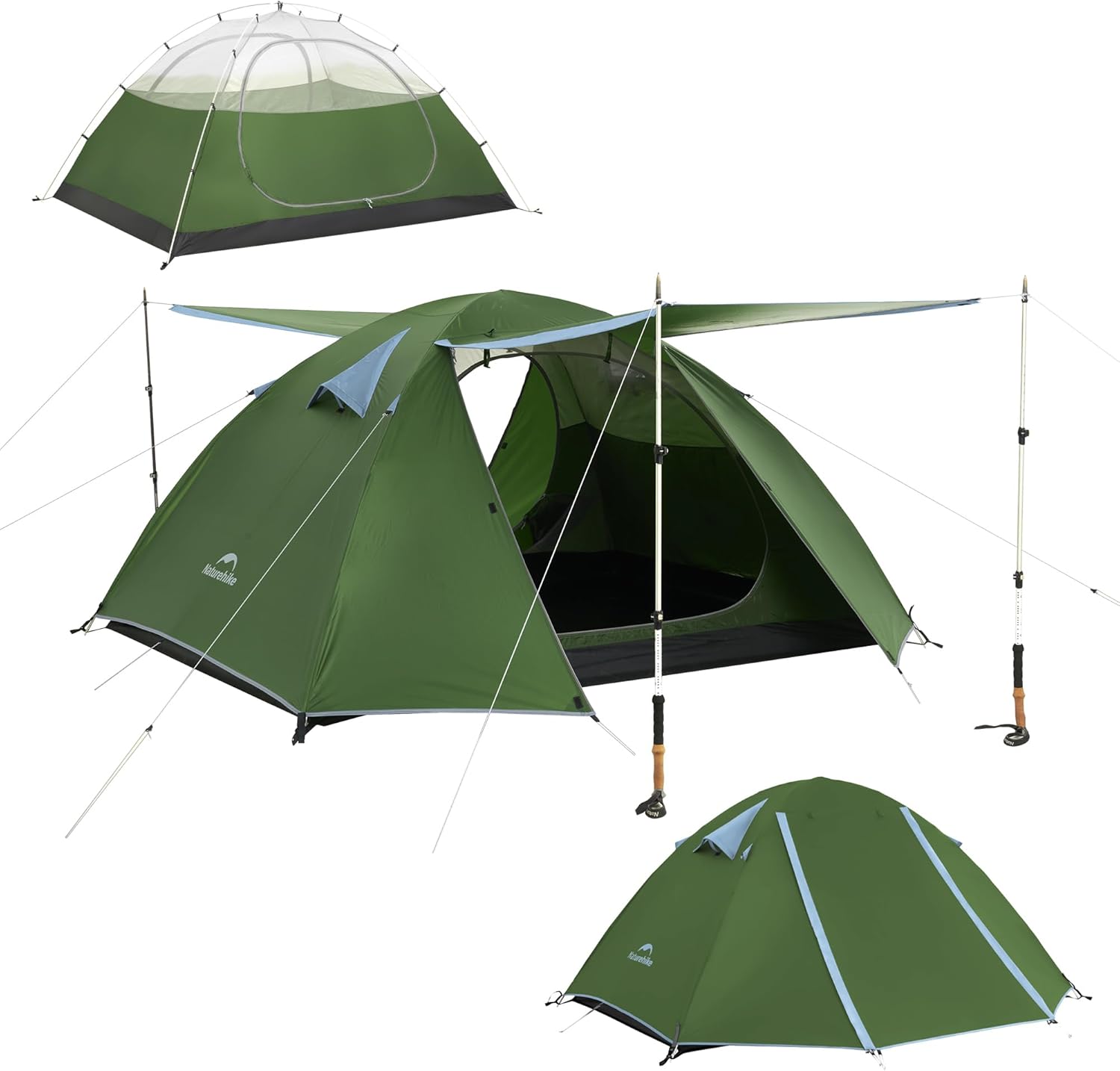 Naturehike Bleik ultralekki namiot kopułowy dla 2-3 osób z 2 przedsionkami