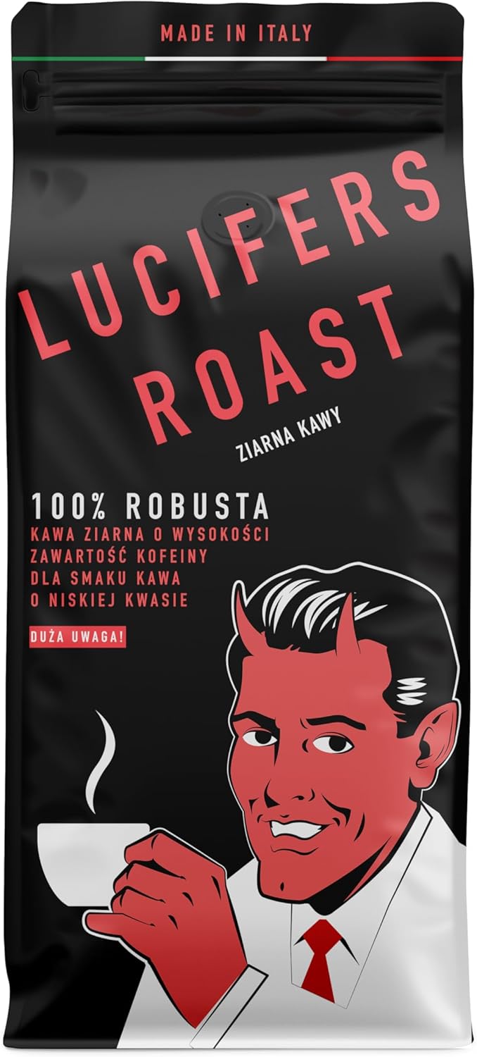 LUCIFERS ROAST Kawa marki KIQO z Włoch, 100% Robusta (Kawa Ziarnista, 1kg)