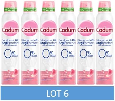 Cadum Argil'Protect 48h Dezodorant Fresh Pivoine, zestaw 6 x 200 ml