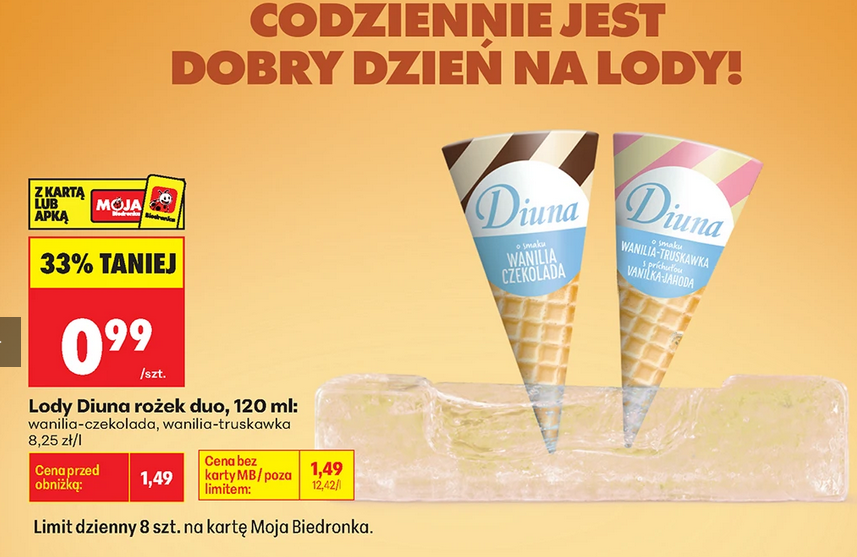 Lody Diuna Rożek DUO, 120 ml (2 rodzaje)