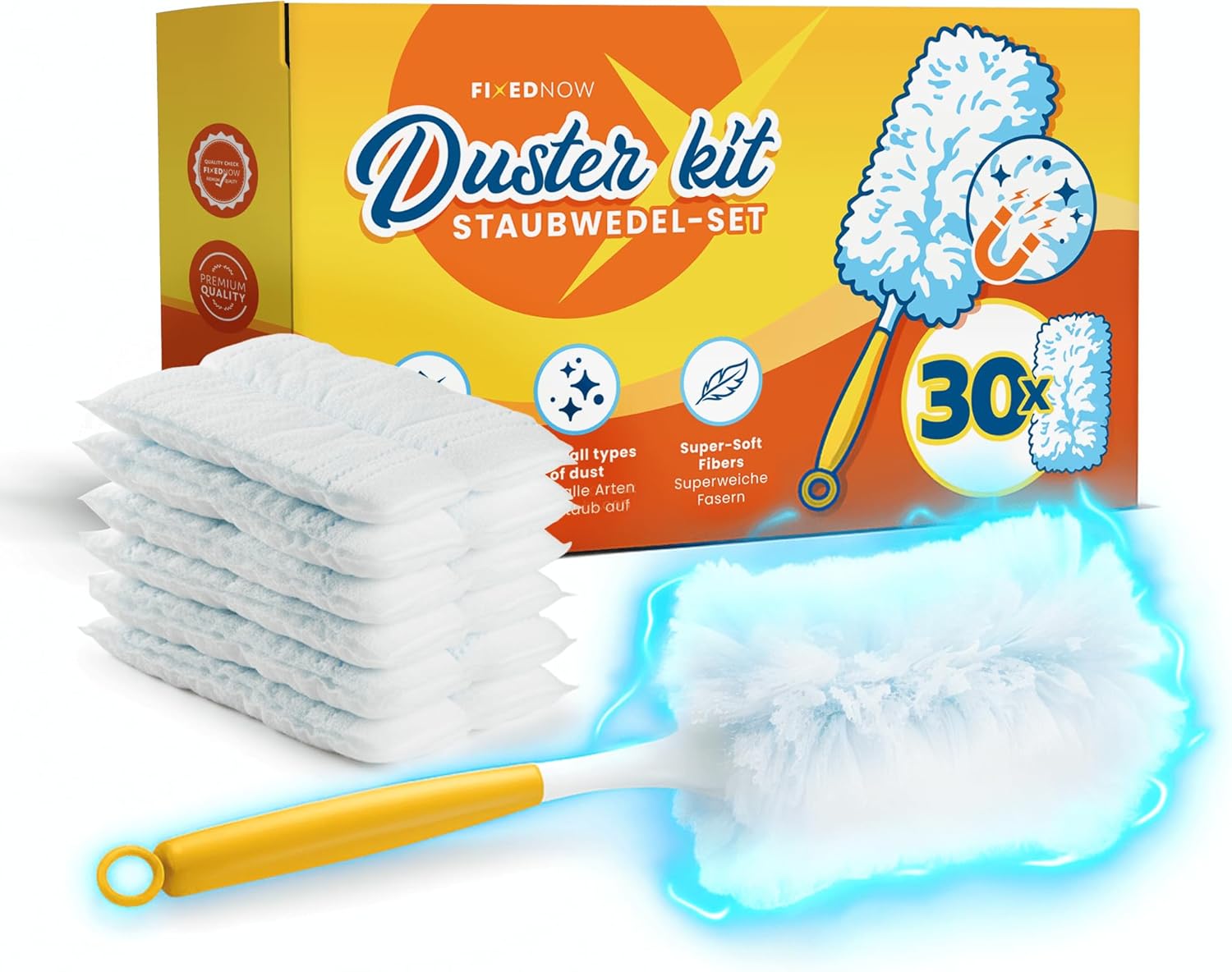 FIXEDNOW Zestaw 30 ściereczek do kurzu XXL z magnesem