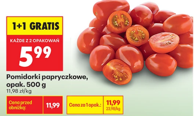 Pomidorki papryczkowe opak. 500 mg (1+1 GRATIS)